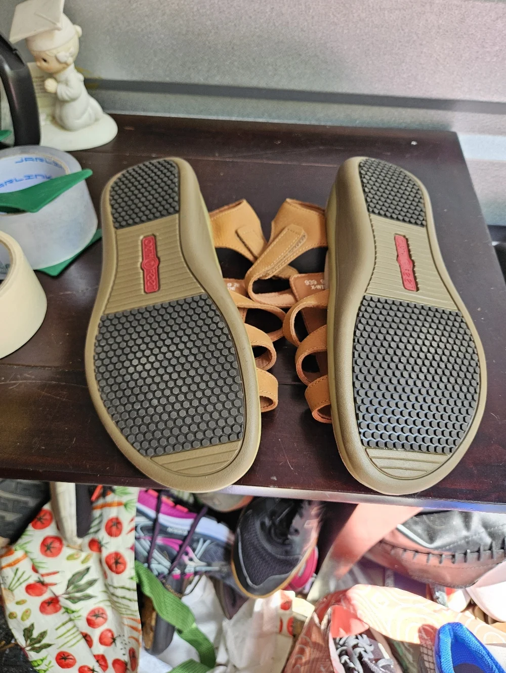 Orthofeet Women's Strappy Wedge Sandals Hook & Loop Arch Support Brown US Size 9 - Picture 4 of 5